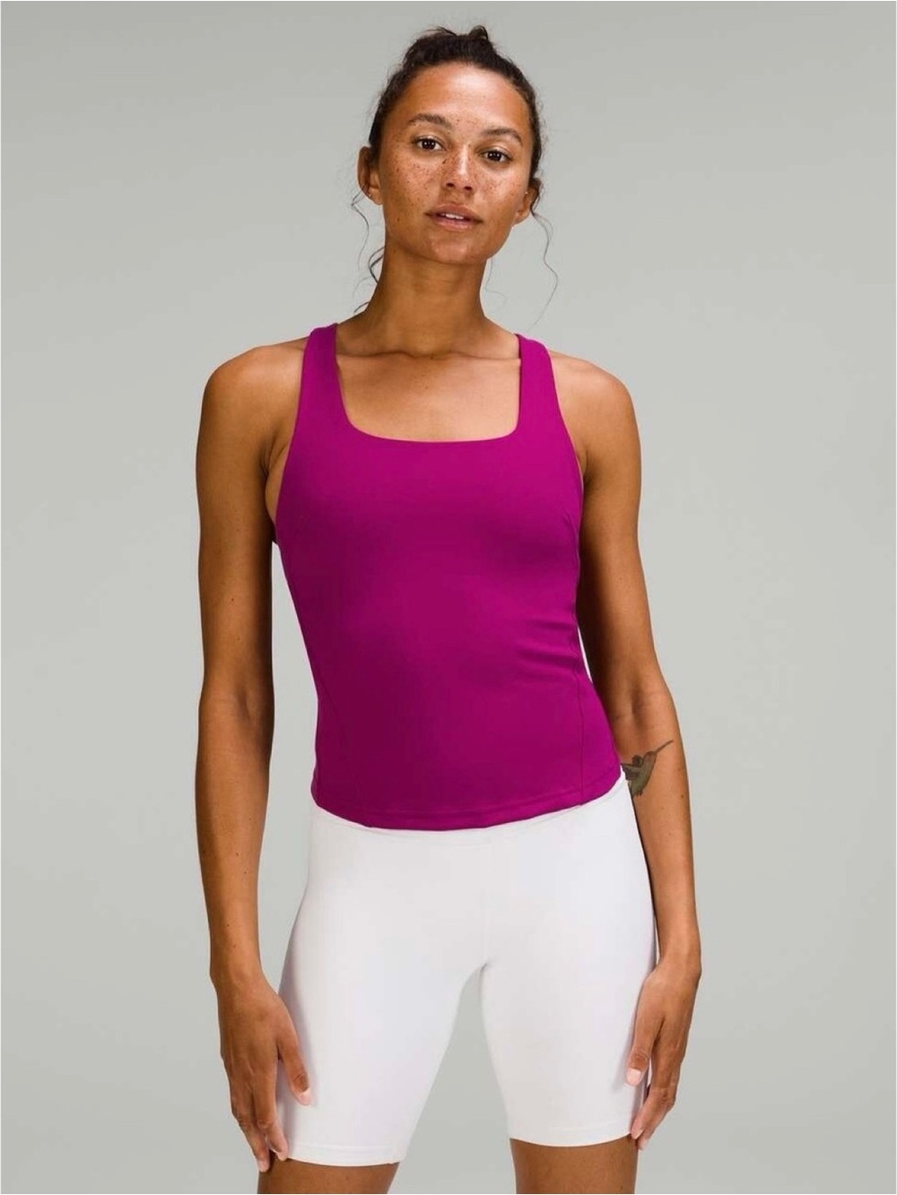 Lululemon “InStill” magenta square-neck athletic tank top (size 16)